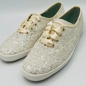 Sparkly, glittery ivory Ked's tennis shoes